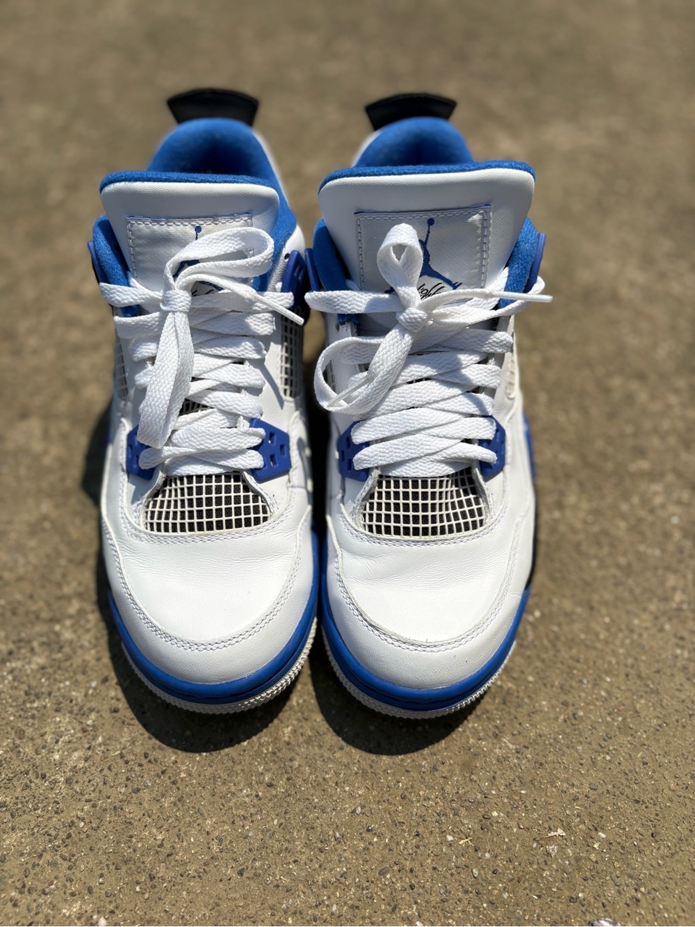 Jordan Kids White and Blue Retro Basketball Sneakers